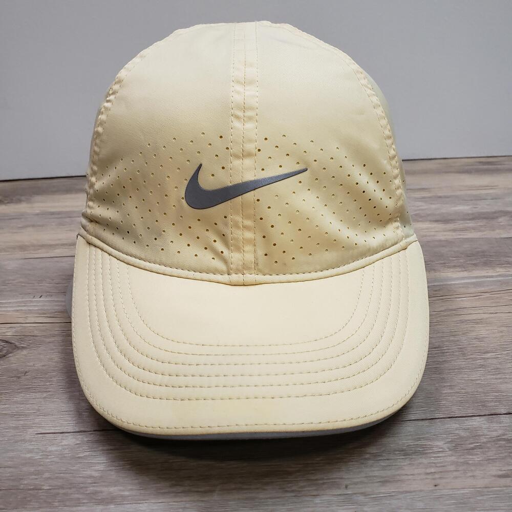 Nike Featherlight Dri-FIT Hat Cap Strap Back Mens One Size Yellow Adjustable